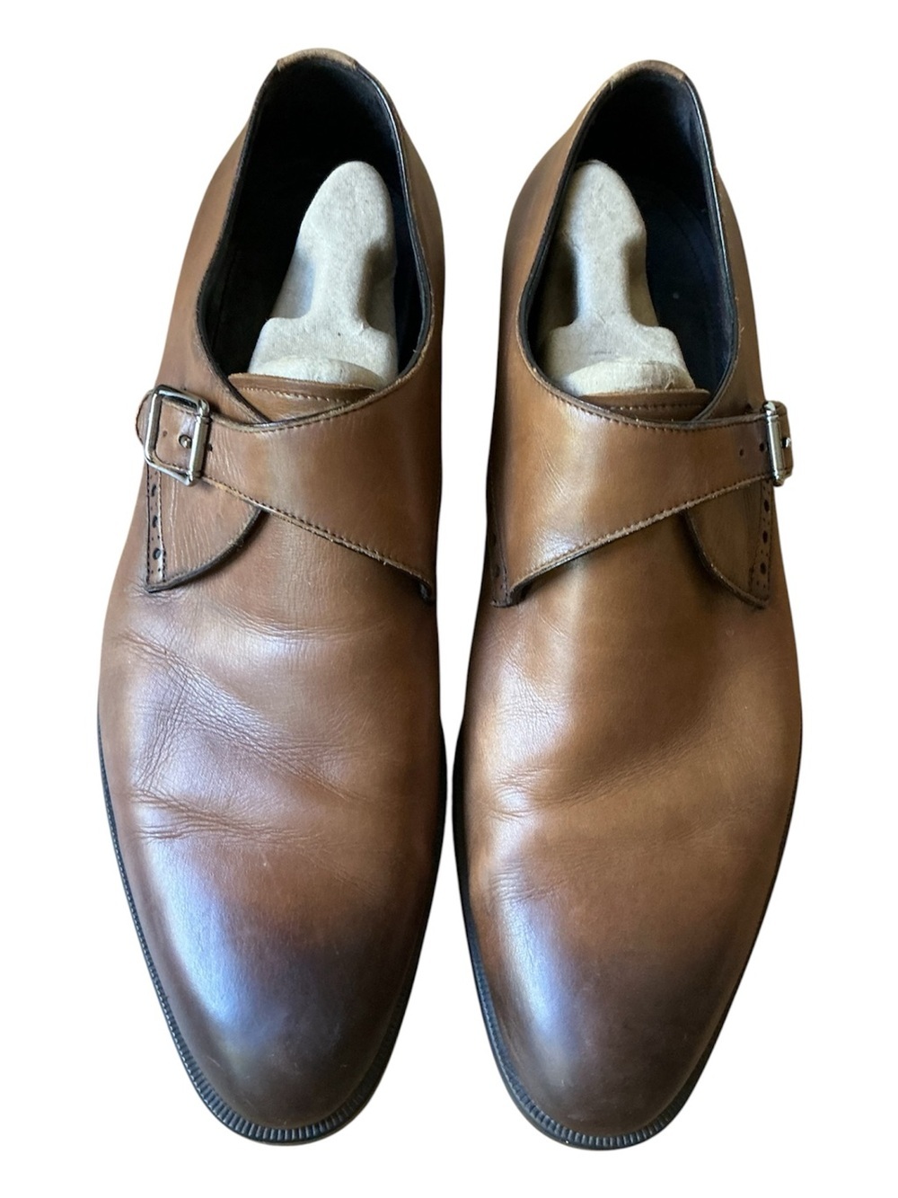 Ermenegildo Zegna Monk Strap Buckle Leather Dress Shoes Brown Size 10